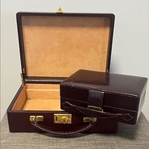 Elegant Vintage Burgundy Jewelry Case with travel Case